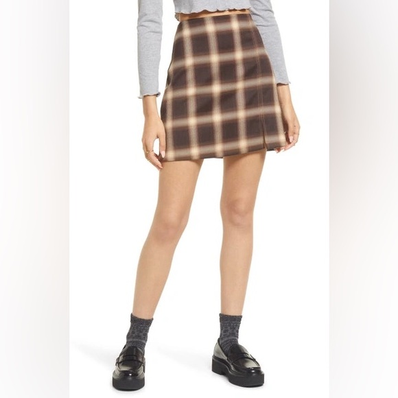 BP. Plaid Miniskirt In Brown Conner Ombre Size S - Picture 1 of 5